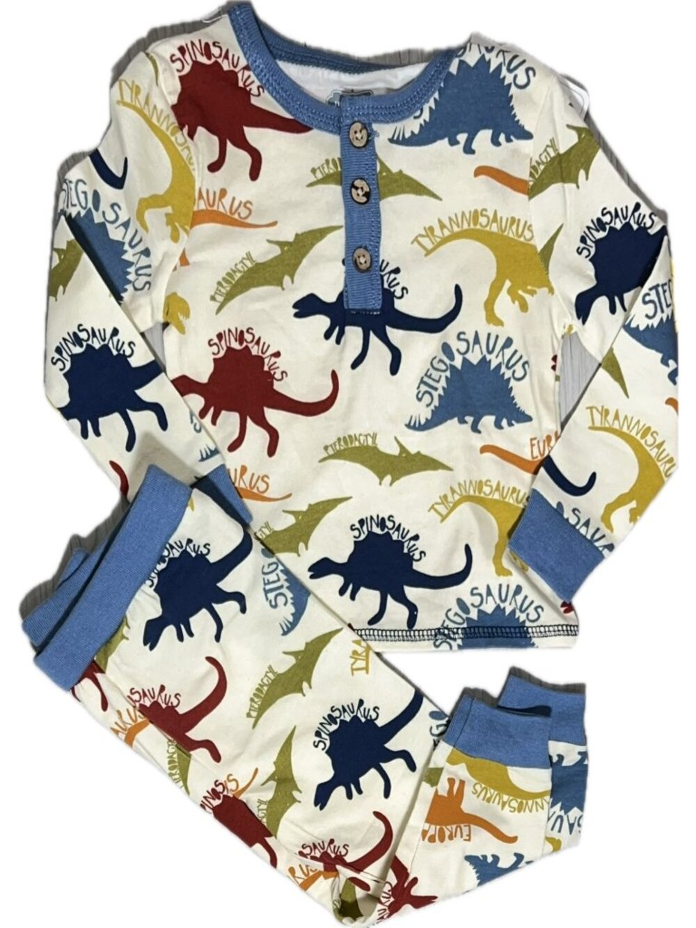 Mud Pie dinosaur pajama pants 2pc set PJs 9m 12m NWT Dino jammies blue colorful